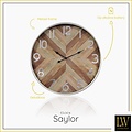 LW collection LW Collection wandklok zilver hout met glas 60cm - Grote moderne houten zilverkleurige glazen muurklok - Houten klok stil uurwerk - Wandklok hout glas
