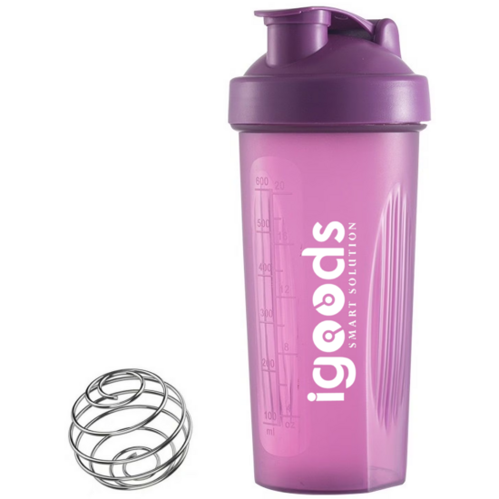 Igoods Igoods Shakebeker – Met RVS Mixerbal – BPA-vrij & Lekvrij – Shaker voor Proteïne Shakes, Smoothies & Sportvoeding – Fitness Shake Cup – 600ml – Paars
