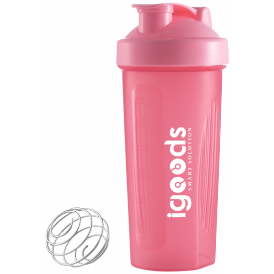 Igoods Igoods Shakebeker – Met RVS Mixerbal – BPA-vrij & Lekvrij – Shaker voor Proteïne Shakes, Smoothies & Sportvoeding – Fitness Shake Cup – 600ml – Rosé