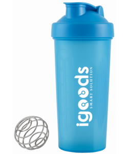Igoods Shakebeker – Met RVS Mixerbal – BPA-vrij & Lekvrij – Shaker voor Proteïne Shakes, Smoothies & Sportvoeding – Fitness Shake Cup – 600ml – Blauw