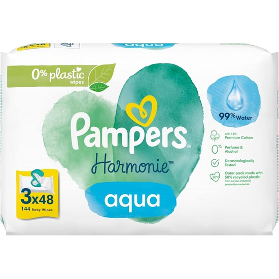 Pampers Pampers Harmonie Aqua Billendoekjes - 3 x 48 Doekjes