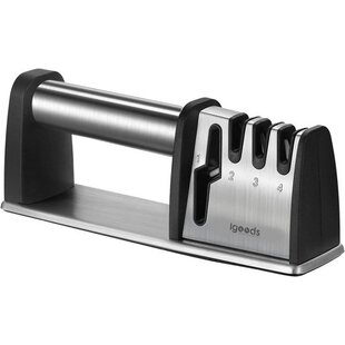 Igoods Messenslijper - Schaarslijper - Professionele Messenslijper - Voor Messen en Scharen - Met Handvat - Anti-slip - Diamant Coating