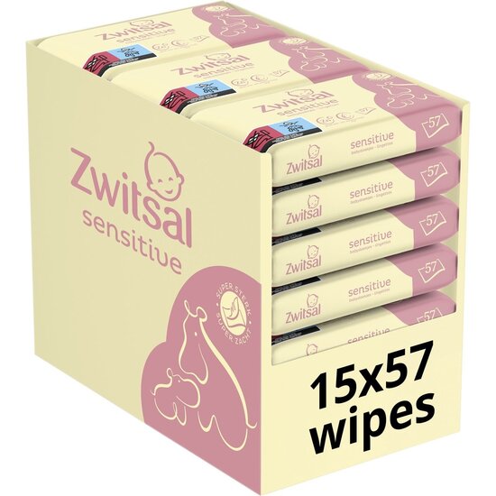 Zwitsal Zwitsal Billendoekjes - Sensitive - 15 x 57 Doekjes