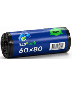EcoSterk Vuilniszakken - 60 Liter - 20 Stuks - Afvalzakken - Gerecycled LDPE - Zwart