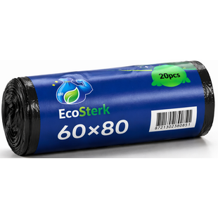 EcoSterk Vuilniszakken - 60 Liter - 20 Stuks - Afvalzakken - Gerecycled LDPE - Zwart