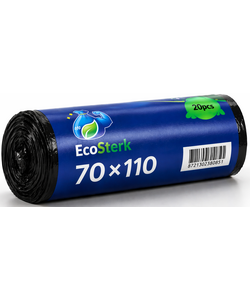 EcoSterk Vuilniszakken - 120 Liter - 20 Stuks - Afvalzakken - Gerecycled LDPE - 70cm x 110cm - Zwart