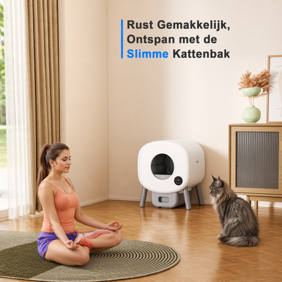 Igoods Igoods Automatische Kattenbak - Zelfreinigende Kattenbak - Elektrische Kattenbak - Inclusief App en Led Touch - Inclusief Zakjes en Deodorant - 76L - Wit