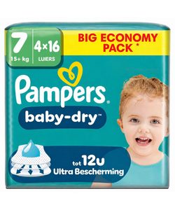 Pampers Baby-Dry Maat 7 15kg+  - 4x 16 (64 Luiers)