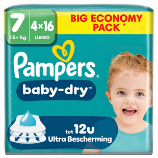 Pampers Baby-Dry Maat 7 15kg+  - 4x 16 (64 Luiers)