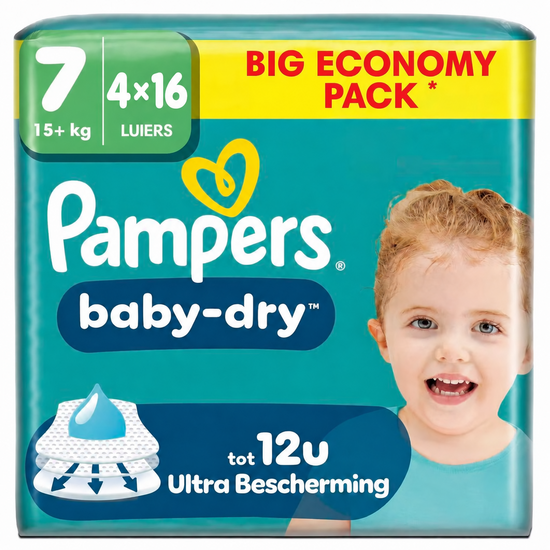 Pampers Pampers Baby-Dry Maat 7 15kg+  - 4x 16 (64 Luiers)