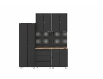 Premium Komplette Werkstatteinrichtung mit Werkbank und Werkzeugschränken 8 Stück , schwarz