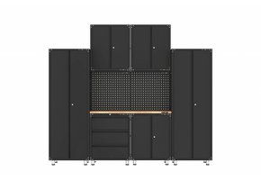 Premium Komplette Werkstatteinrichtung mit Werkbank und Werkzeugschränken 9 Stück , schwarz