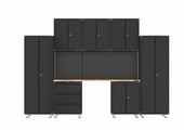 Premium Komplette Werkstatteinrichtung mit Werkbank und Werkzeugschränken 11 Stück , schwarz