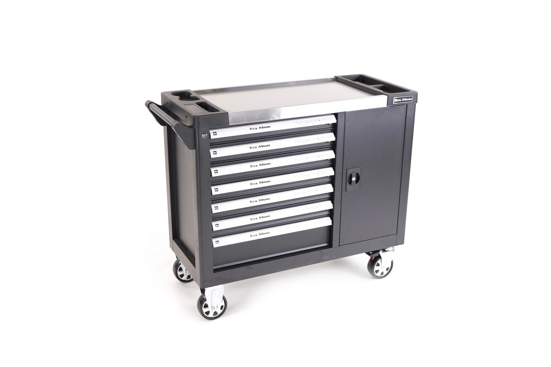 TM XL Premium Werkzeugwagen 7 Schubladen Werkstattwagen mit Werkzeug befüllt 274 teilig