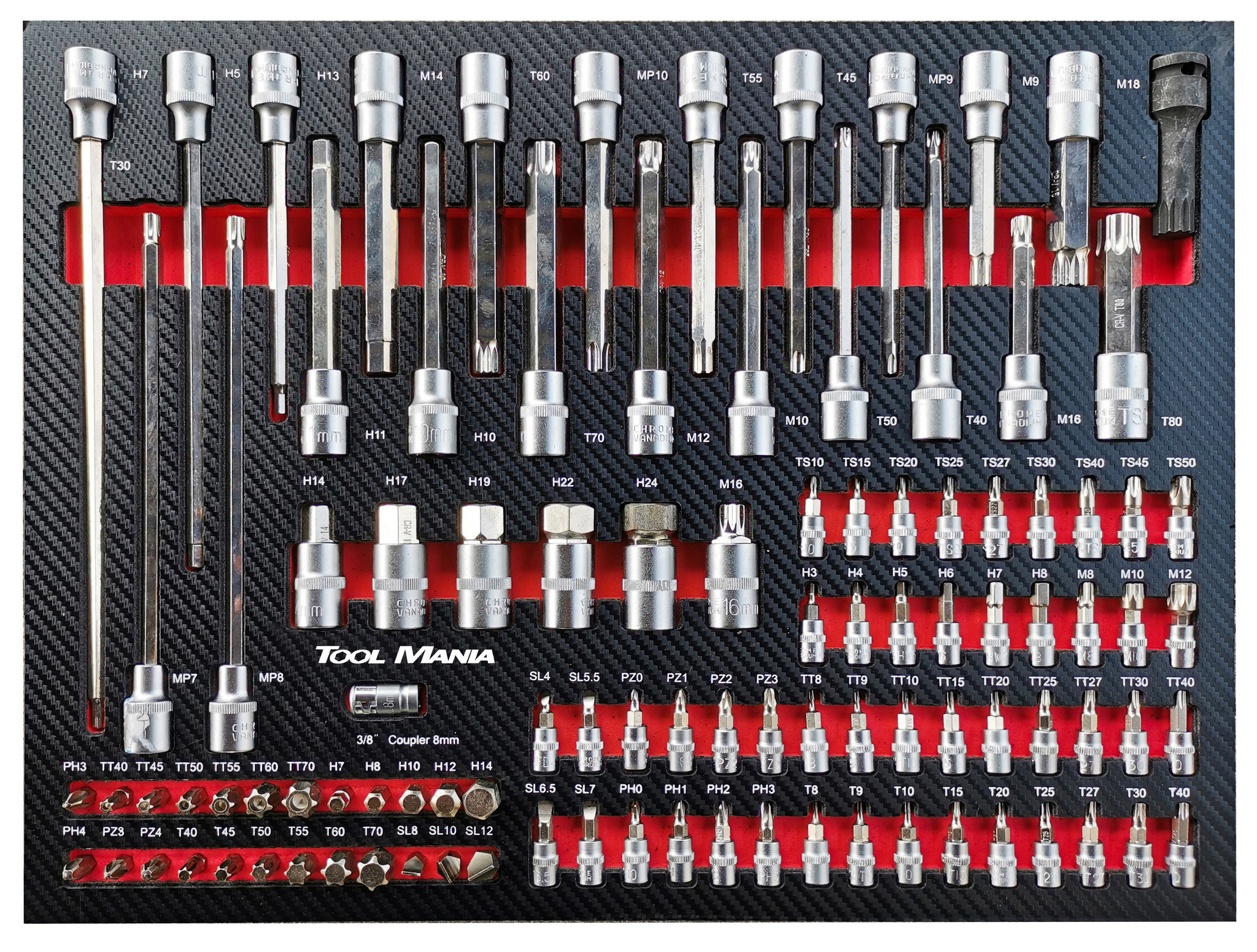 TM XL Premium Werkzeugwagen 7 Schubladen Werkstattwagen mit Werkzeug befüllt 274 teilig