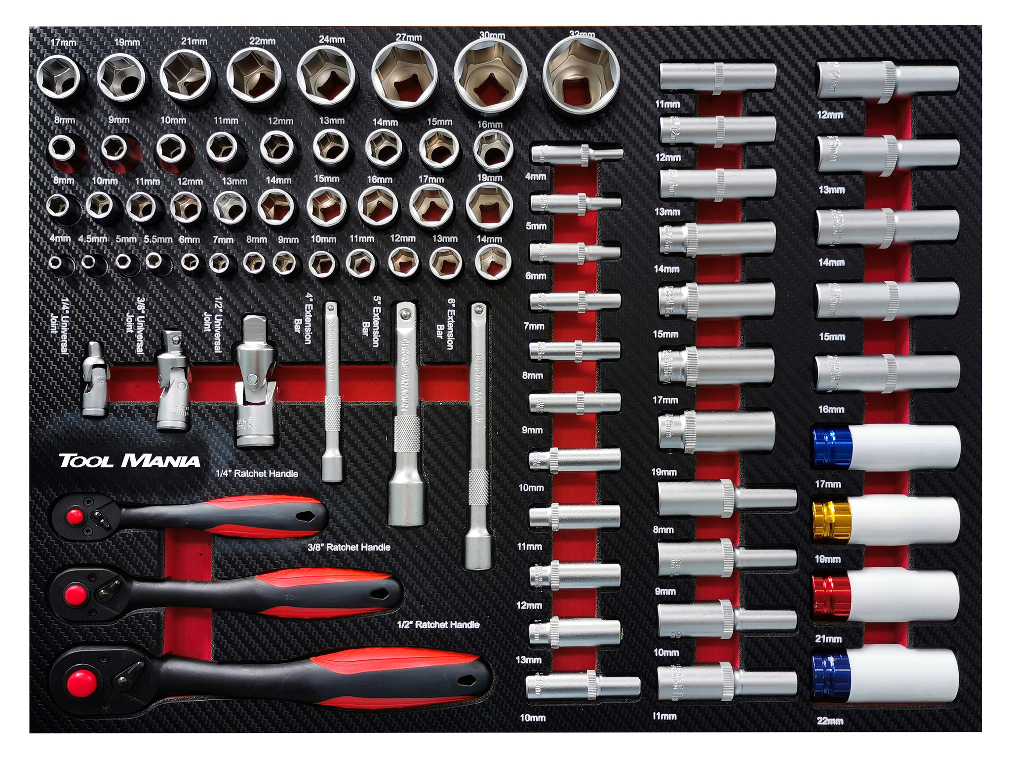 TM XL Premium Werkzeugwagen 7 Schubladen Werkstattwagen mit Werkzeug befüllt 274 teilig