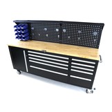 TM Werkzeugwagen mit Rückwand - Holzarbeitsplatte - 215 cm