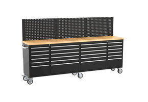 TM 258 cm Profi Werkzeugwagen / Werkbank mit Holzklinge - SCHWARZ