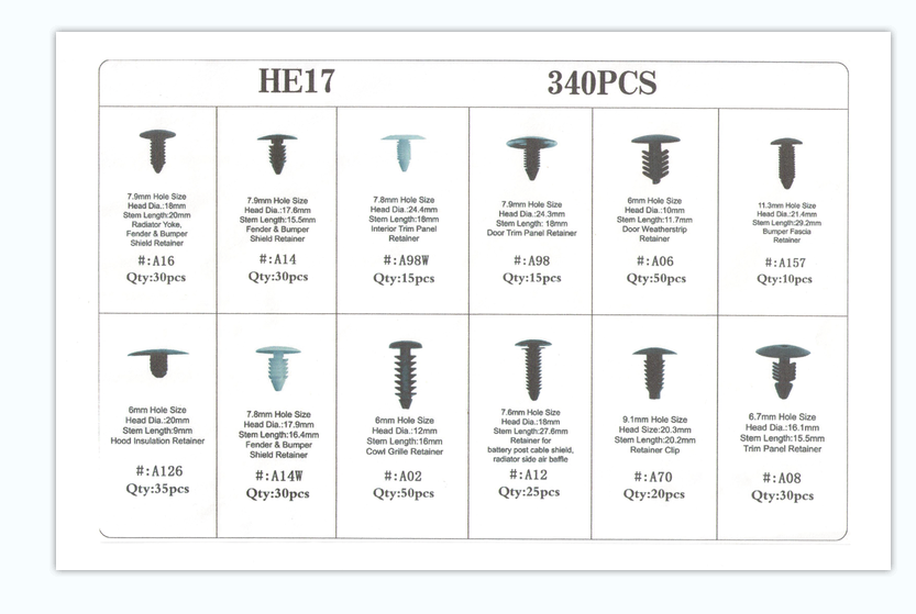 TM 340-teiliges Sortiment Polsterklammern Rivits MIX