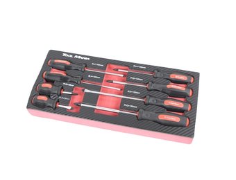 TM 8-teiliges Schraubendreher-Set in Schaumstoffeinlage in Carbonoptik
