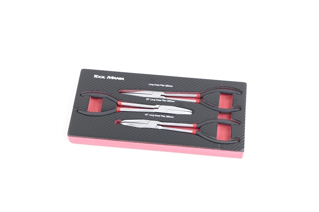 TM 3-teilige Spitzzange, Zange mit Schaumstoff-Carbon-Look-Inlay