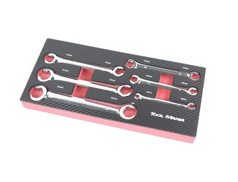 TM 6-teiliges Open Ring Wrench Set für Bremsleitungen Schaumstoffeinlage in Carbonoptik