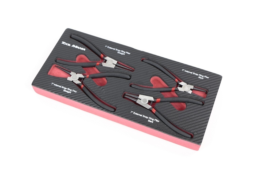 TM 4-teiliges Dichtungszangen-Set in Schaumstoffeinlage in Carbonoptik