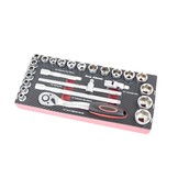 TM 26-teiliger 1/2 Steckschlüsselsatz Schaumstoffeinlage in Carbonoptik look