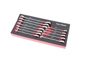 TM 12-teiliger Steckring, Ratsche, Schraubenschlüsselsatz in Schaumstoffeinlage in Carbonoptik