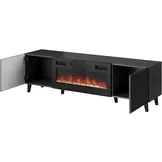 TV-Schrank mit modernem Design und elektrischem Kamin 181x42x50 cm Schwarz