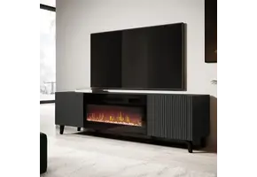 TV-Schrank mit modernem Design und elektrischem Kamin 181x42x50 cm Schwarz