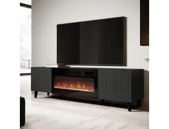 TV-Schrank mit modernem Design und elektrischem Kamin 181x42x50 cm Schwarz