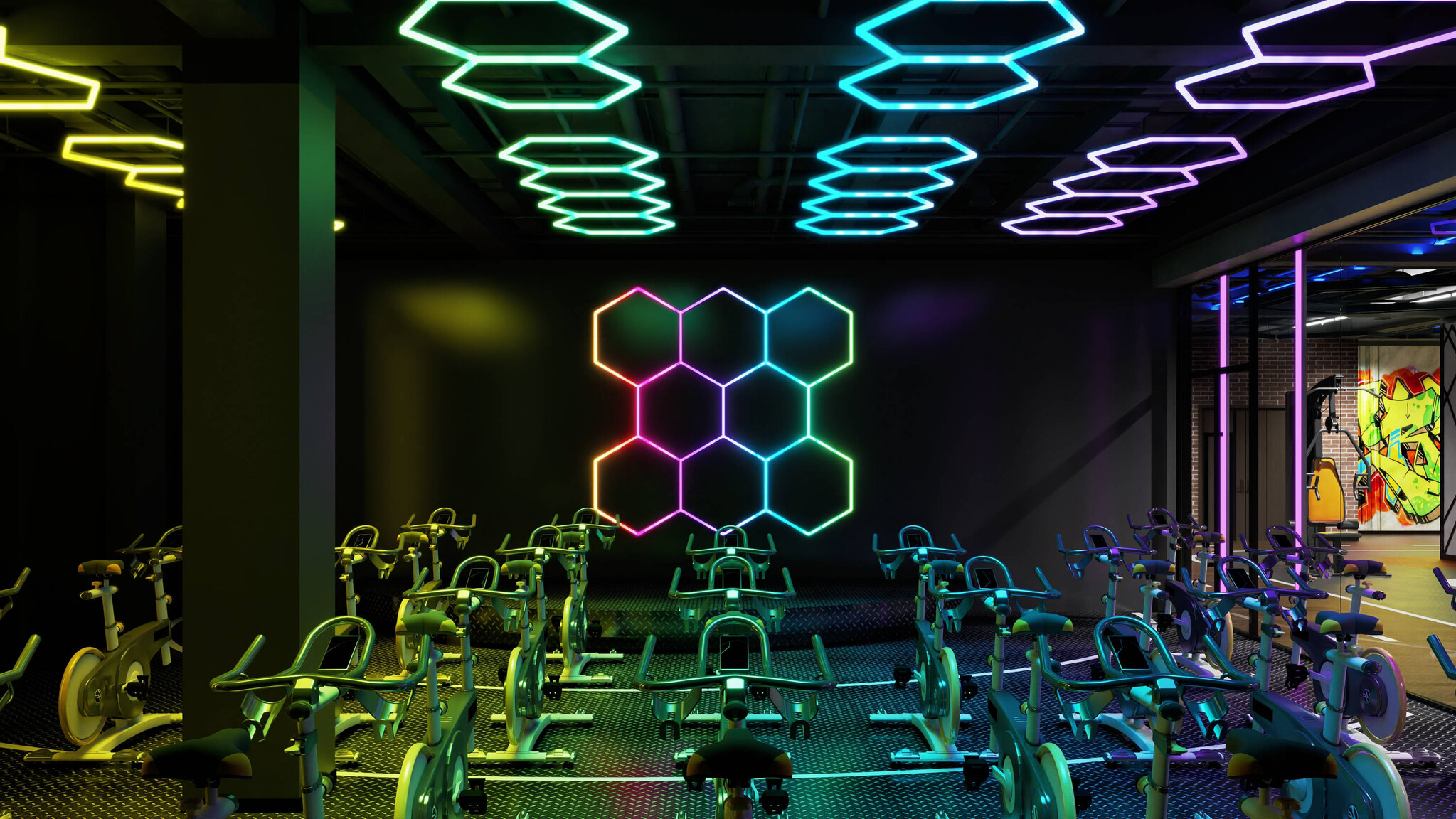 Hexagon led, led deckenleuchte, garagenbeleuchtung, deckenbeleuchtung mit automatischer Detaillierung RGB