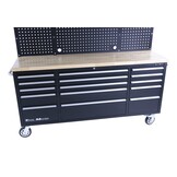 TM 182 cm Werkbank mit Schrankwand und Holzplatte Schwarz