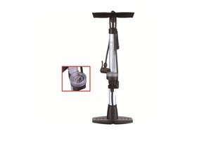 TM Professionelle Fahrradpumpe mit Manometer und Adapter-Set