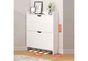 Schuhschrank Schuhregal mit 2 Klappen Schuhkipper 50x17x83 cm weiß