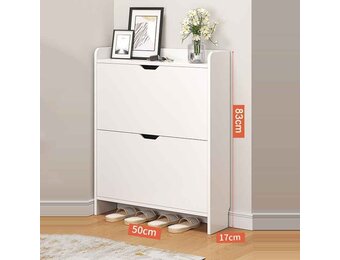 Schuhschrank Schuhregal mit 2 Klappen Schuhkipper 50x17x83 cm weiß