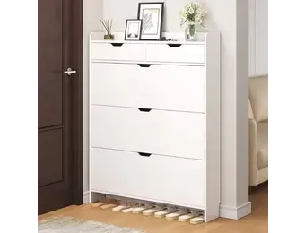 Schuhschrank Schuhregal mit 3 Klappen Schuhkipper 125x17x100 cm weiß