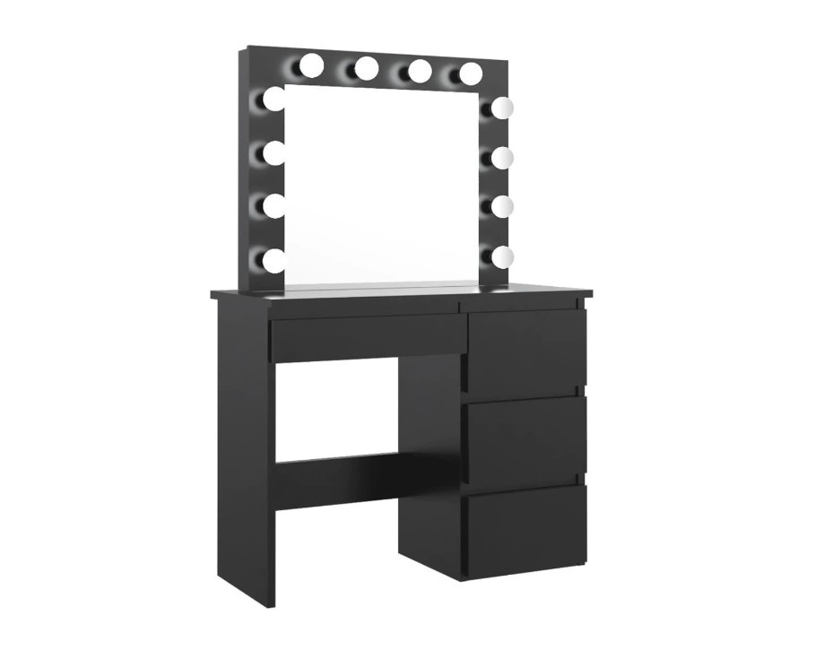 Schminktisch mit LED-Beleuchtung , Frisiertisch mit Spiegel 95x43x149 cm Schwarz