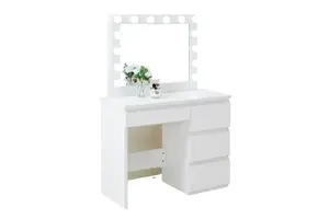 Schminktisch mit LED-Beleuchtung , Frisiertisch mit Spiegel 95x43x149 cm weiß