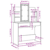 Schminktisch mit LED-Beleuchtung , Frisiertisch mit Spiegel 96x40x142 cm cm Schwarz