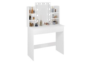 Schminktisch mit LED-Beleuchtung , Frisiertisch mit Spiegel 96x40x142 cm cm weiß