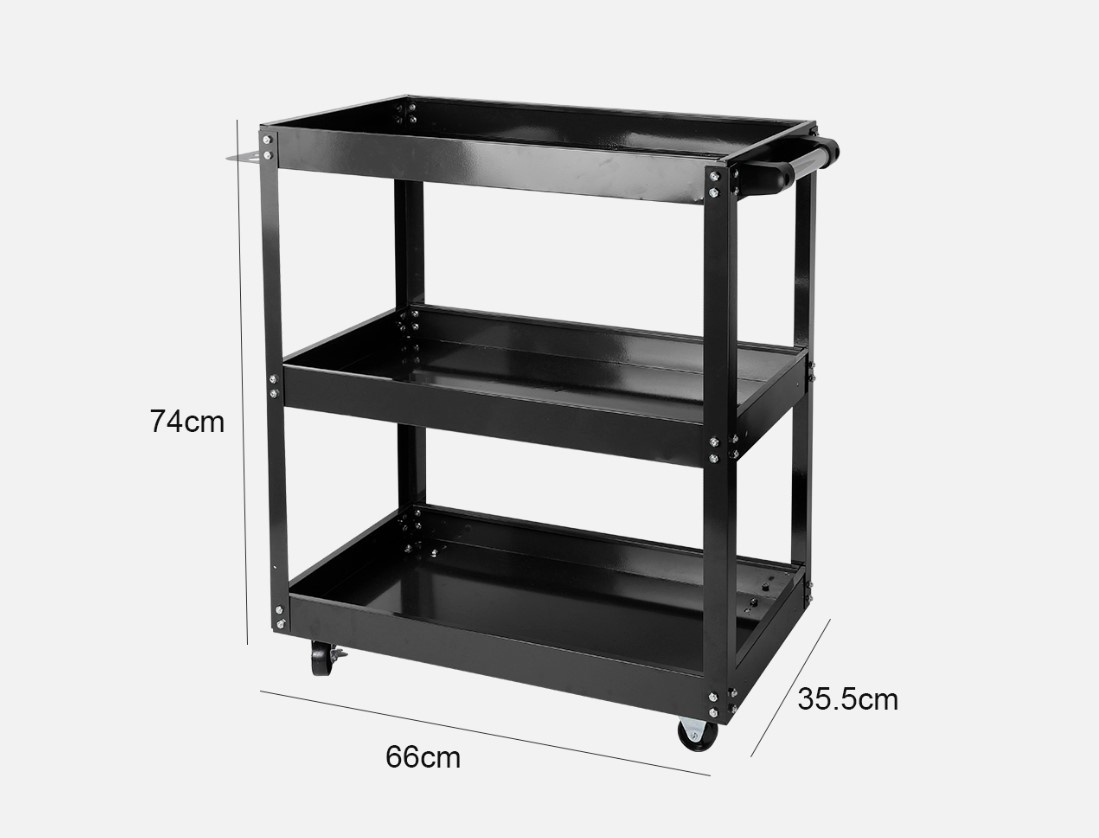 TM 3-stöckiger universeller mobiler Werkzeugwagen, Detaillierungswagen – SCHWARZ