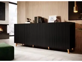 Tabar und Co Sideboard Schrank nahtlos 200x40x80 cm Schwarz