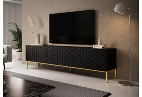 TV Board , TV Schrank , Modernes Design mit Füßen Schwarz 190 cm