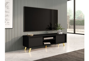 TV Board , TV Schrank , Modernes Design mit schwarzen Füßen 140 cm