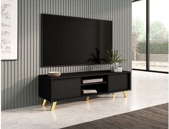 TV Board , TV Schrank , Modernes Design mit schwarzen Füßen 140 cm