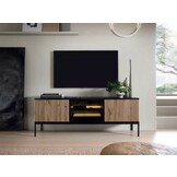 TV-Schrank 154 cm Haller - TV-Tisch mit Lamellen, TV-Lowboard - LED-Beleuchtung - Loft Stil