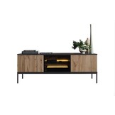 TV-Schrank 154 cm Haller - TV-Tisch mit Lamellen, TV-Lowboard - LED-Beleuchtung - Loft Stil