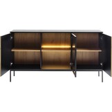 Sideboard 154 cm Haller - Holzbeinen, 3 Türen, Kommode mit Lamellen - LED-Beleuchtung - Loft Stil